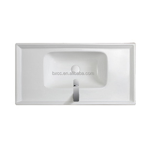 现代乡村风格单孔陶瓷盆长方形工厂防水浴室水槽 - Product Image 2