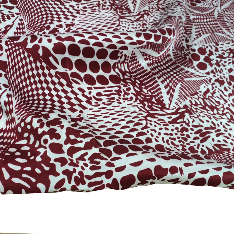 Natural planície puro tecido de cetim de seda impresso tecido de cetim de seda