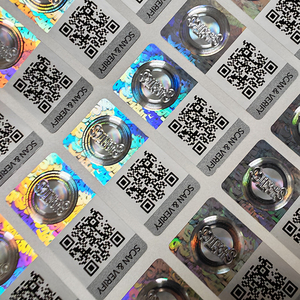 Diseño personalizado Anti falsificación tinta impresión colorida artesanía Qr código transparente holograma pegatina - Product Image 1