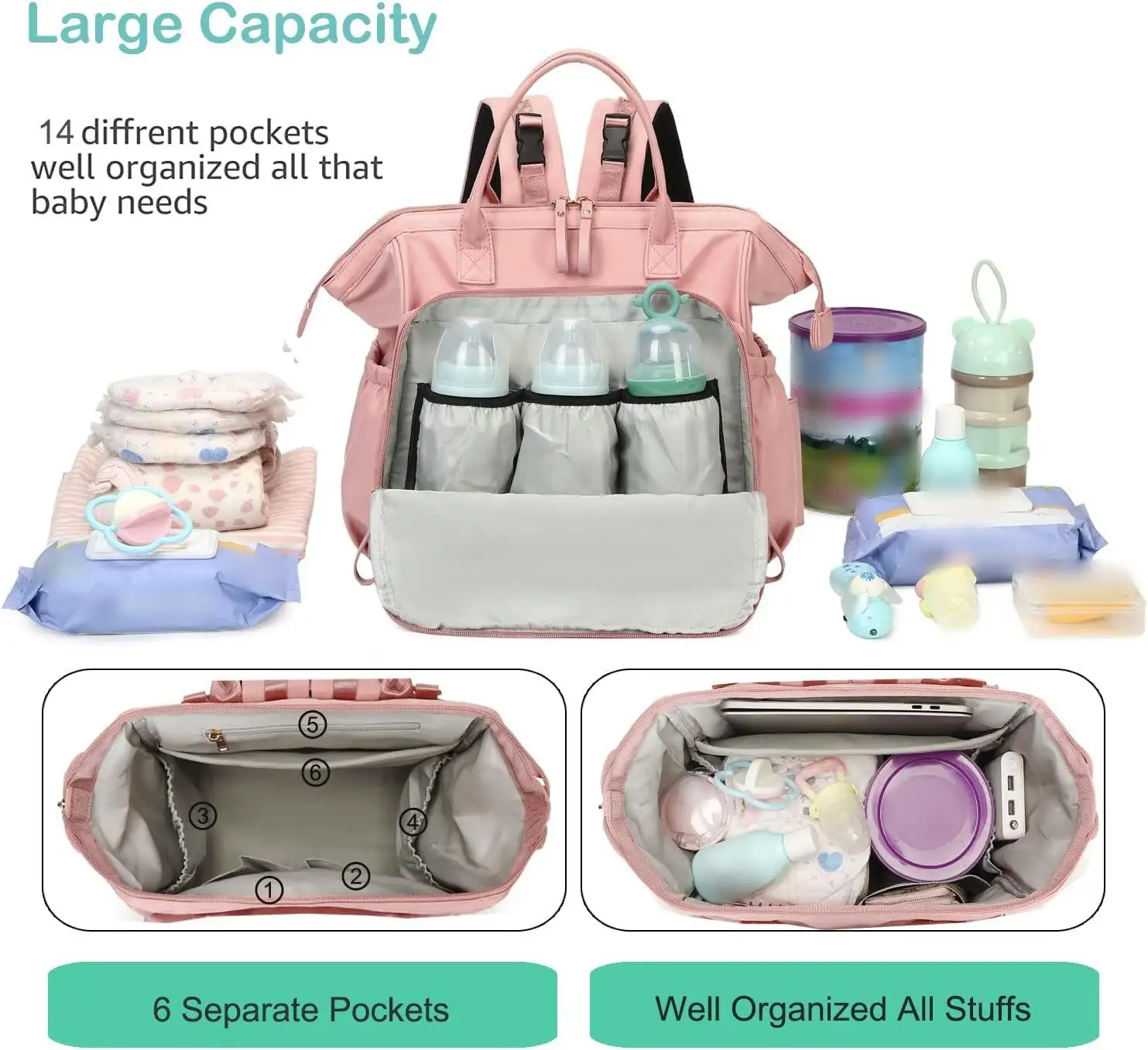 Large Capacity Baby Bag Nappy Organizer Mommy Diaper Caddy Outdoor Maternity Handbag Travel Outdoor Women Tote Diaper Bag