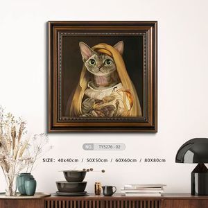 Yüksek kaliteli kedi yağlıboya tarzı duvar dekor taklit rönesans başyapıtları ile özel çerçeveli tuval - Product Image 5