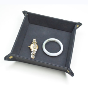 Trang chủ khay trang trí đôi bên gấp tổ chức catchall nâu giả PU Vegan da bảng trường hợp đồng hồ & khay tủ quần áo - Product Image 1