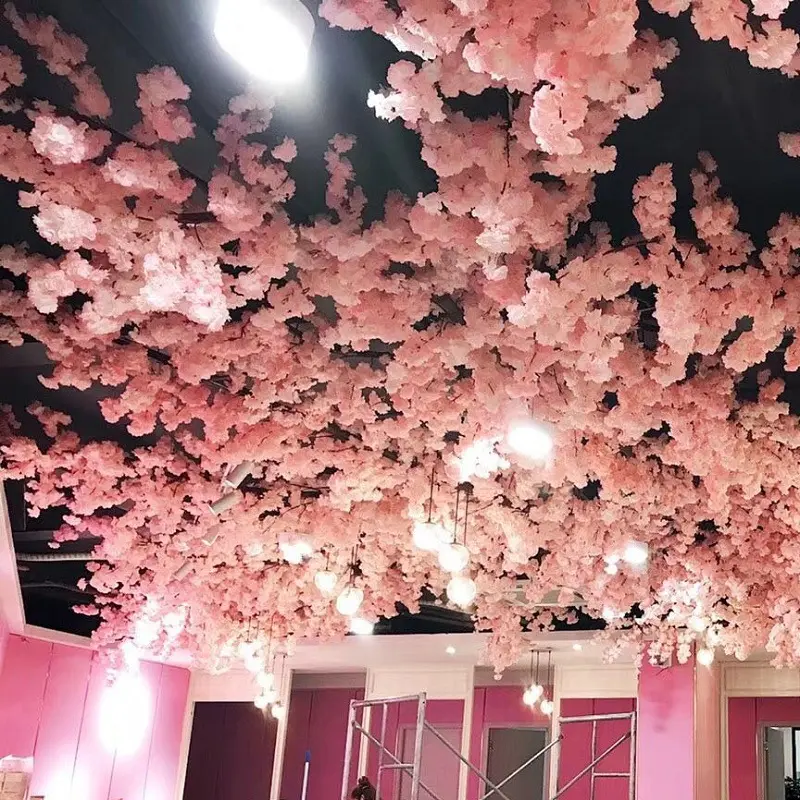 8 piedi grandi alberi di fiori di ciliegio artificiali rosa all'aperto Sakura in vendita