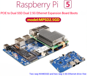 Scheda di sviluppo MPSD2.5GD per vendite calde per Raspberry Pi 5 PCIe a doppia espansione Ethernet da 2.5G e doppia espansione SSD con unità di stivali gratuiti - Product Image 4