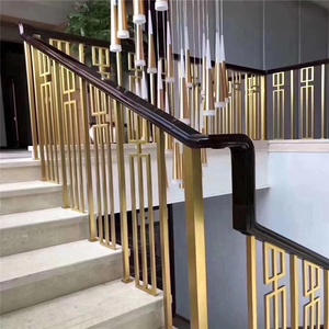 Foshan Factory Light Luxury Decoration Style Gold Brushed Stainless Steel Interior Staircase <strong>Rails</strong>