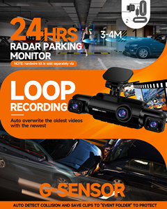 Monitor de estacionamento 24 horas Gravador de câmera de vídeo para carros 3 Way Dash Cam 1080P