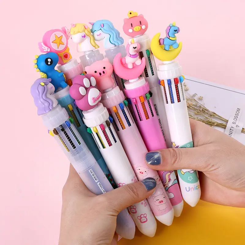 cheap Cute 10 color girl heart cartoon multi color ballpoint pen student multi ballpoint pen