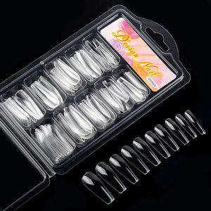 New100 pcs/boxフルカバーネイルチップ偽透明フレンチアクリル人工偽爪マニキュア用チップ - Product Image 1