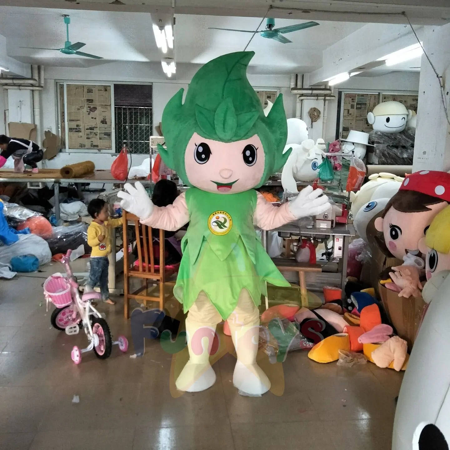 Funtoys Green Leaf Tree Girl Cartoon Cosplay Mascot Costume para la protección del medio ambiente y la promoción verde