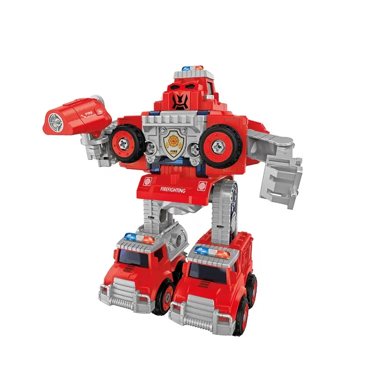 어린이 다기능 트럭 장난감 5In1 구조 차량 변형 빌딩 블록 장난감 소방차 로봇 조립