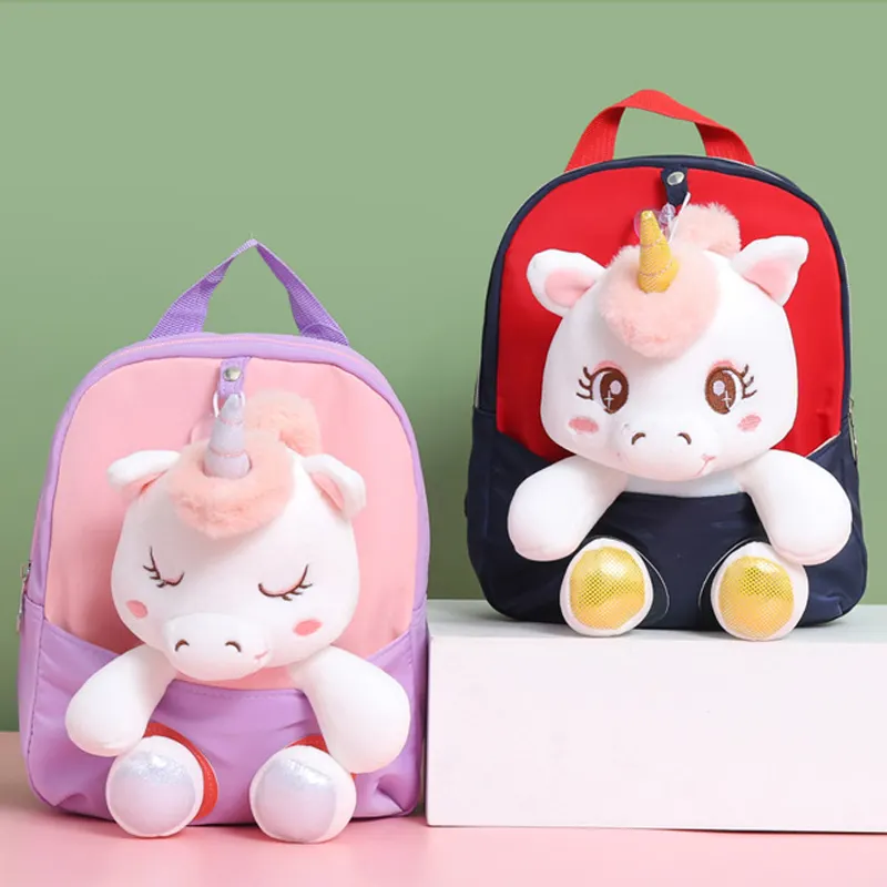 Mini mochilas de unicornio de peluche para niños de dibujos animados, mochila escolar de juguete para bebés, mochila para estudiantes de jardín de infantes, mochilas escolares para niñas