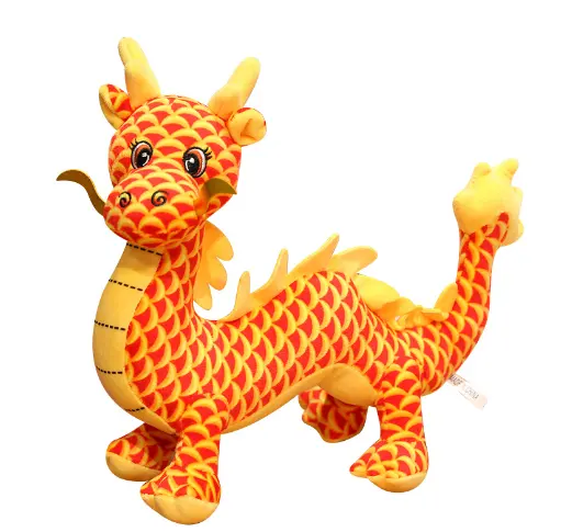 Promoção macio pelúcia dragão boneca mascote chinês brinquedo bonito travesseiro recheado carrinho animal dragão brinquedo Mascote tradicional dragão boneca