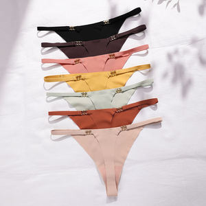 Calcinha feminina sem trilhos, roupa íntima de seda gelada invisível para mulheres, tanga para o interior, roupa íntima sem costura