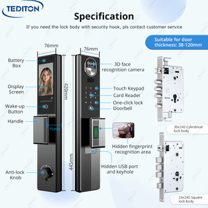Tediton Serure de Porte Inteligente serratura digitale per la casa Tuya Wifi riconoscimento facciale della macchina fotografica Smart Look porta con la macchina fotografica - Product Image 2