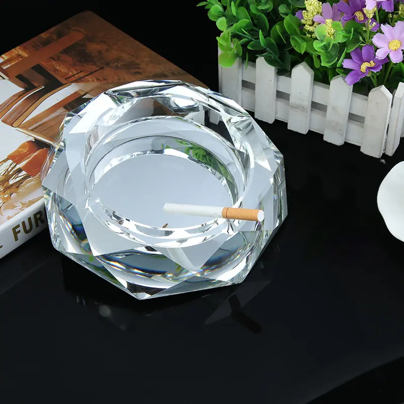 Octagonal grande para cigarrillos, Cenicero de cristal con recubrimiento de bolsillo de cristal, arcoíris