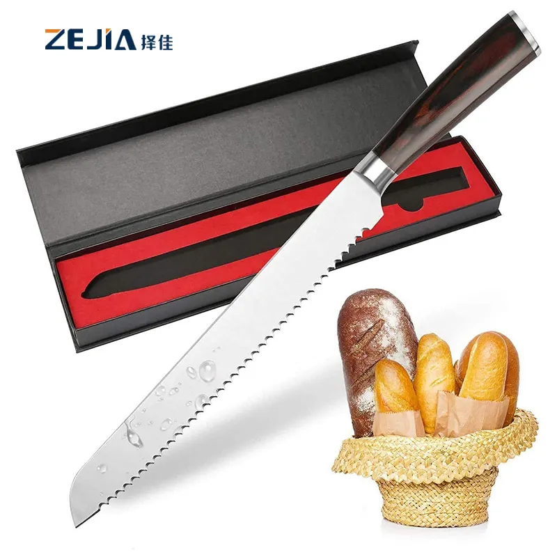 มีดหั่นขนมปัง8นิ้วทำจากสเตนเลสสตีล,มีดสำหรับใช้ในครัวมีดหั่นขนมปัง Pakka Wood