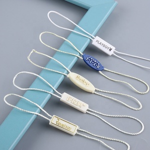 Hangtag Lock Custom Embossed Brand Name Logo Plastic Swing <strong>Loop</strong> <strong>Hang</strong> Tags Seal <strong>String</strong> for Garment - Product Image 1