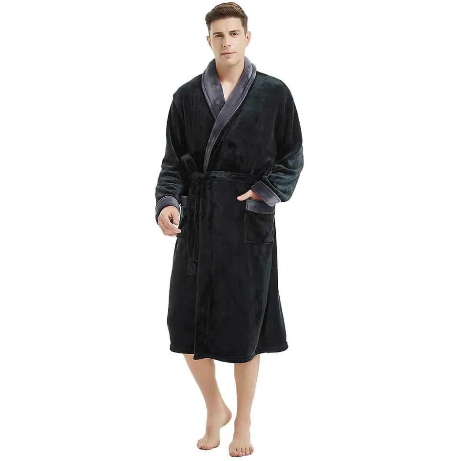 Western Bath Robe Luxury 100% Flannel Fleece Hotel Bathrobe Night Wear Dress Use For Men