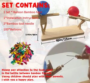 Handmade Wooden Fencing Puppets Balloon Bamboo Man Battle <strong>Fun</strong> <strong>and</strong> <strong>Exciting</strong> 2-Player Wooden Robot Battle Game with 100 Balloons - Product Image 6