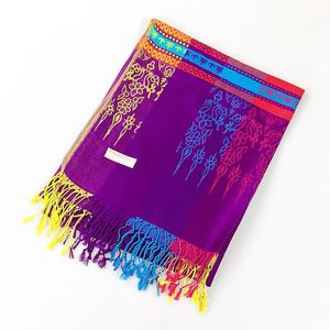 パシュミナシルクスカーフショールラップペイズリージャカード花の境界線レイブ2層リバーシブルクラシックタッセル女性用70X180cm - Product Image 5