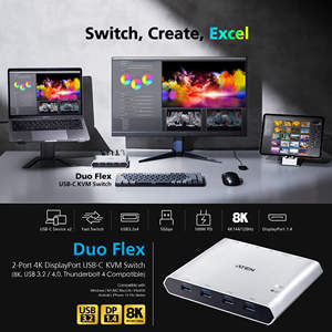 ATEN 2端口4k显示端口usb-c KVM交换机，带电源直通双核柔性8K，USB 3.2 4.0迅雷4兼容US3311 - Product Image 6