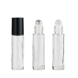 カスタマイズされた5ml 8ml 10mlロールオンボトル香水/エッセンシャルオイル用金属ローラーボール用フラットクリアガラス包装フェイスクリーム用 - Product Image 1