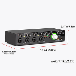 MD44 Professional 4 <strong>Input</strong> and 2 Output 24Bit 192Hkz Mini Usb <strong>Audio</strong> <strong>Interface</strong> 4 Channel USB Sound Card for Live Recording - Product Image 6
