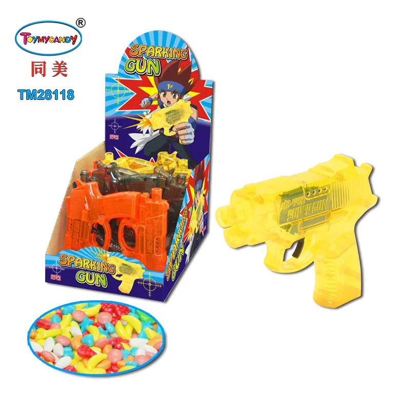 Pistola de plástico de segurança para meninos, arma de brinquedo com doce