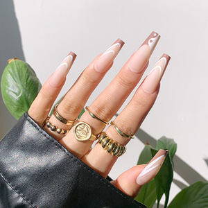 New Year's Hot Fakenails for 2022 24pcs/Set Long Coffin Line Nail <strong>Tips</strong> for Women - Product Image 5