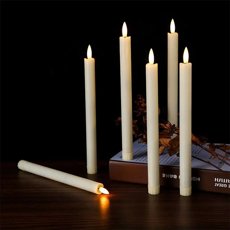 Long Plastic LED Candle Stick Pack De 6 Flameless Led Candles Com Controle Remoto 10-key Flameless bateria operado velas