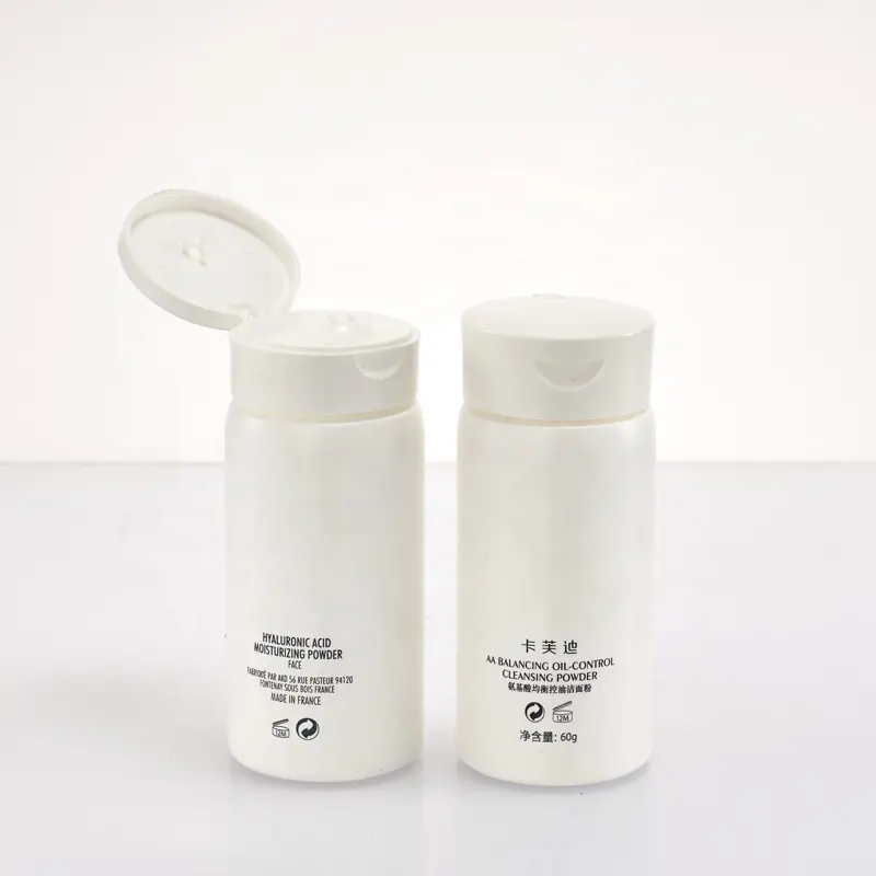 Pulver flasche Hautpflege HDPE Kunststoff Runde Siebdruck TYD-08P240 60ml 140ml Weiß PE PUMP Sprayer Baby Loose Powder Flasche