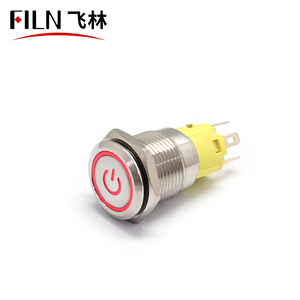 FILN 16mm 220v 1 no1nc interruttore a pulsante testa piatta per autoveicoli con simbolo personalizzato funzione di chiusura momentanea - Product Image 5