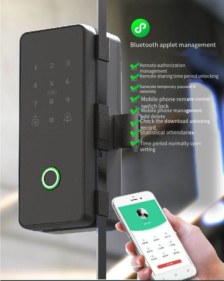 intelligent house smart lock glass applet fingerprint Customizable digital lock ttlock or tuya safety smart lock guangdong smart