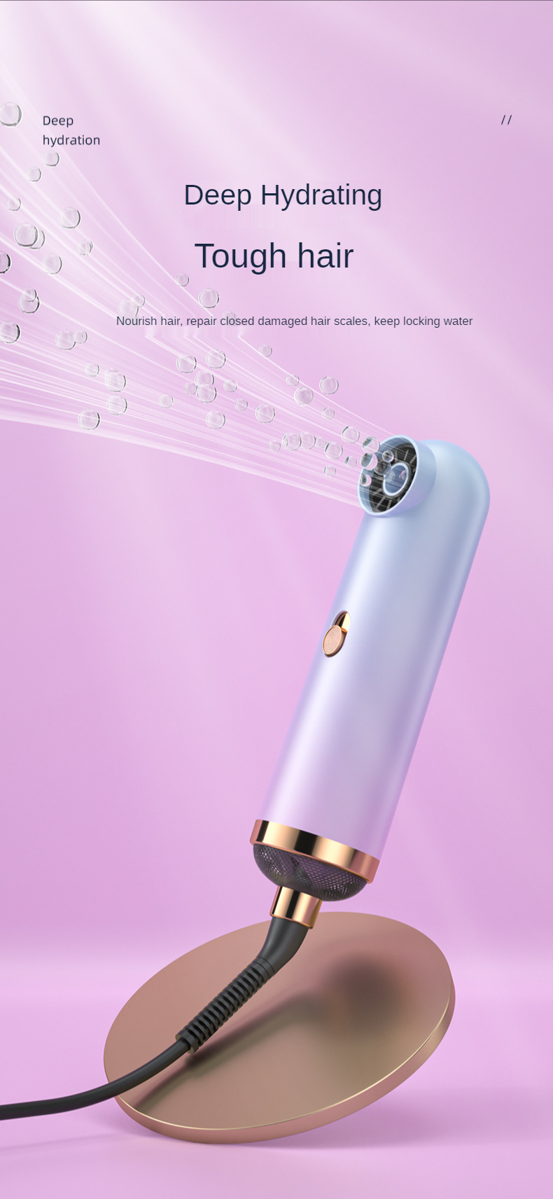 1000W Professional Salon Quick Low Noise Dry Strong Wind Mini Electric Hair Dryer None Fan Blade Leafless Hair Dryer