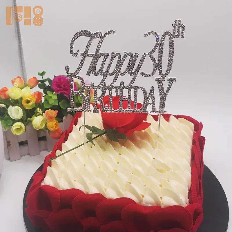 Buon Compleanno 40th 50th 60th 70th Cake Topper per la cerimonia nuziale Anniversario Decorazione Della Torta Del Partito