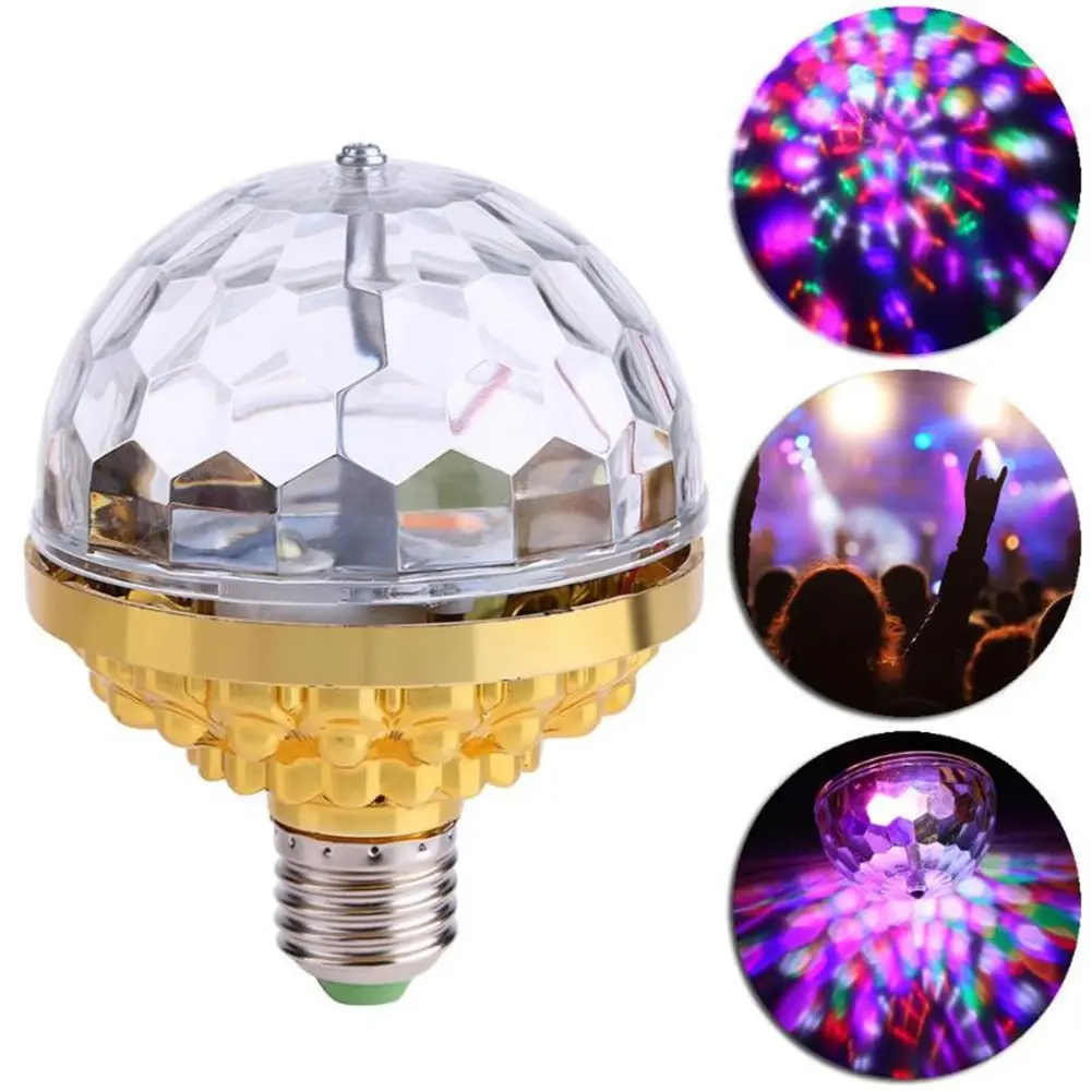 Di natale Del Partito Del DJ ha condotto la lampadina E27 base RGB Colorful Mini led par luce della fase Rotante Lampada Della Sfera Della Discoteca della fase del led luci