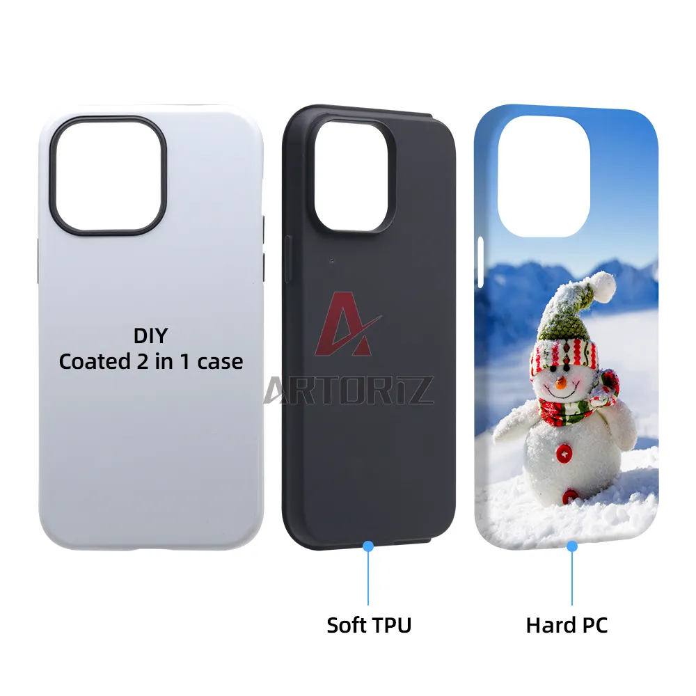 PC + TPU 2 en 1 sublimation blanc étui enduit machine à sublimation pour iPhone 15pro pour Samsung S23 Ultra pour Pixel 8pro