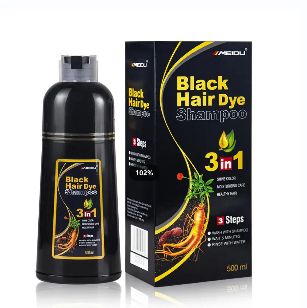 Etiqueta Privada OEM de fábrica, champú para tinte de cabello negro, color marrón oscuro, mágico instantáneo, herbal Natural