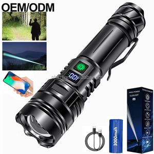 Ngân hàng điện dài phạm vi 1000m Zoomable lumens cao không thấm nước có thể sạc lại chiến thuật <span class=keywords><strong>Torch</strong></span> đèn flash ánh sáng khẩn cấp ngoài trời đèn pin - Product Image 1