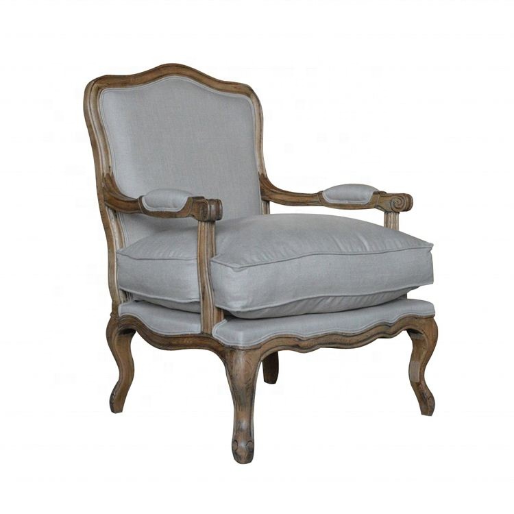 beige linen/weathered oak frame