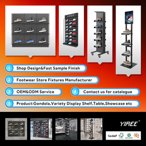 Kệ Để Giày Thể Thao Hai Mặt Logo Thương Hiệu Bằng Gỗ Màu Đen Trưng Bày Giày Đế Bằng Mini Cho Giày Trong Cửa Hàng - Product Image 2