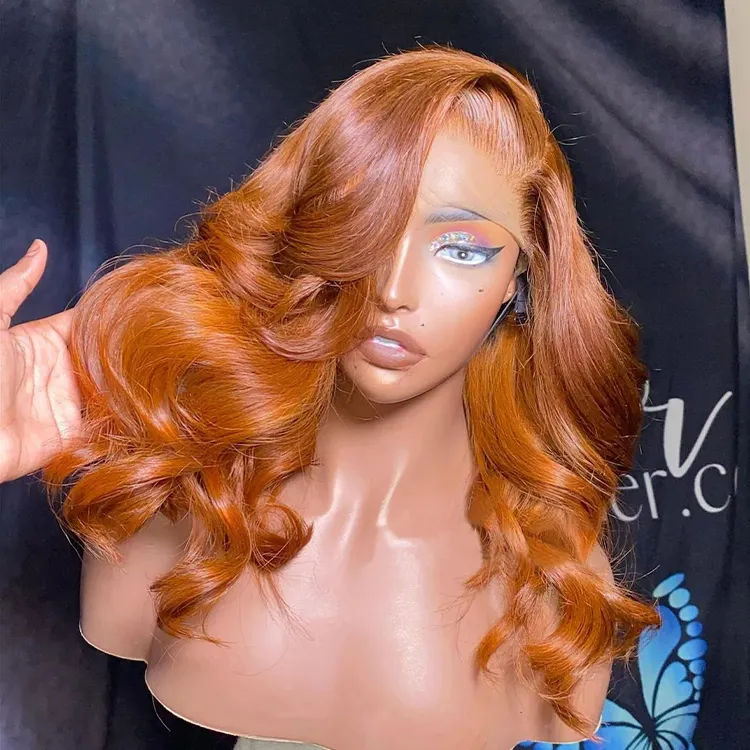 Perruques Full Lace Wigs cheveux humains brésiliens, Orange, HD, pre-plucked, ligne de cheveux, densité 150% 180%, blond 613