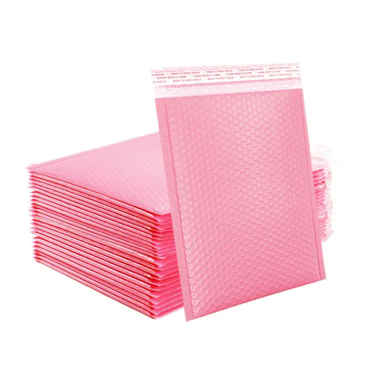 Bubble Mailers Pink Poli Gelembung Mailer, Kantong Hadiah Amplop Bersegel Otomatis untuk Belanja Kain Tas Segel Sendiri