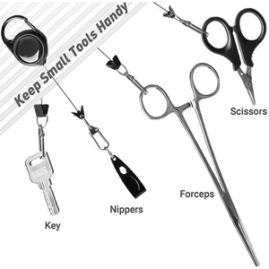 Portachiavi retrattile da 3,82 pollici con laccio in Nylon da 0,05 libbre portachiavi retrattile per impieghi gravosi con fibbia portachiavi a mosca strumento per pesca a mosca - Product Image 3
