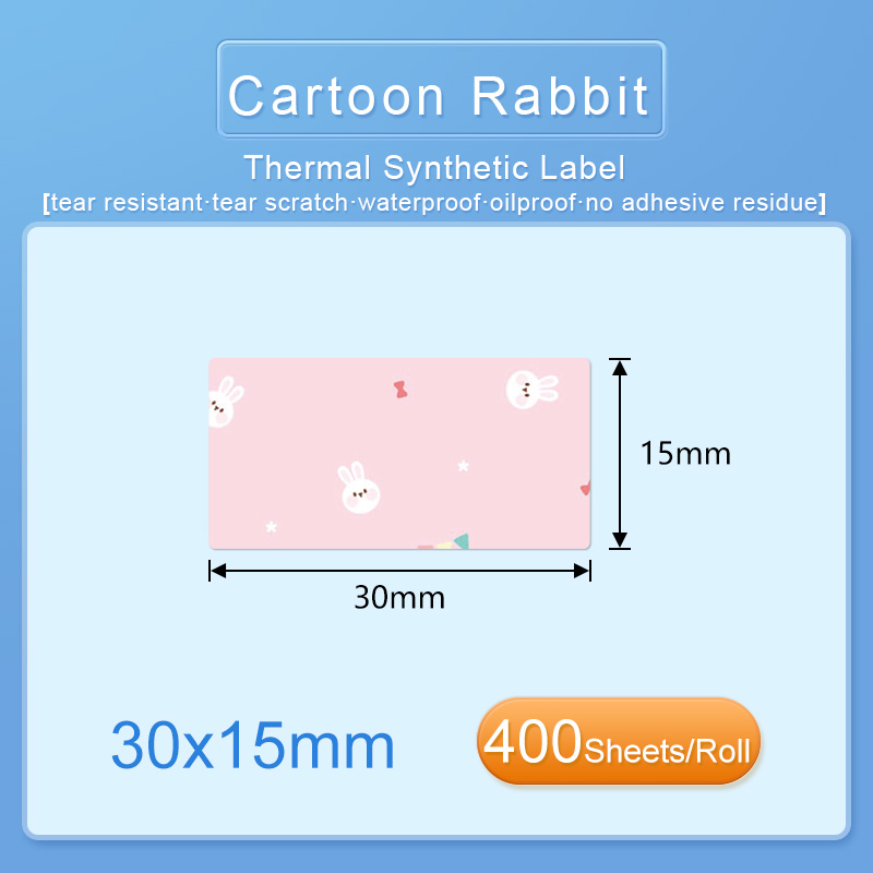 Étiquette de lapin de dessin animé 30x15mm