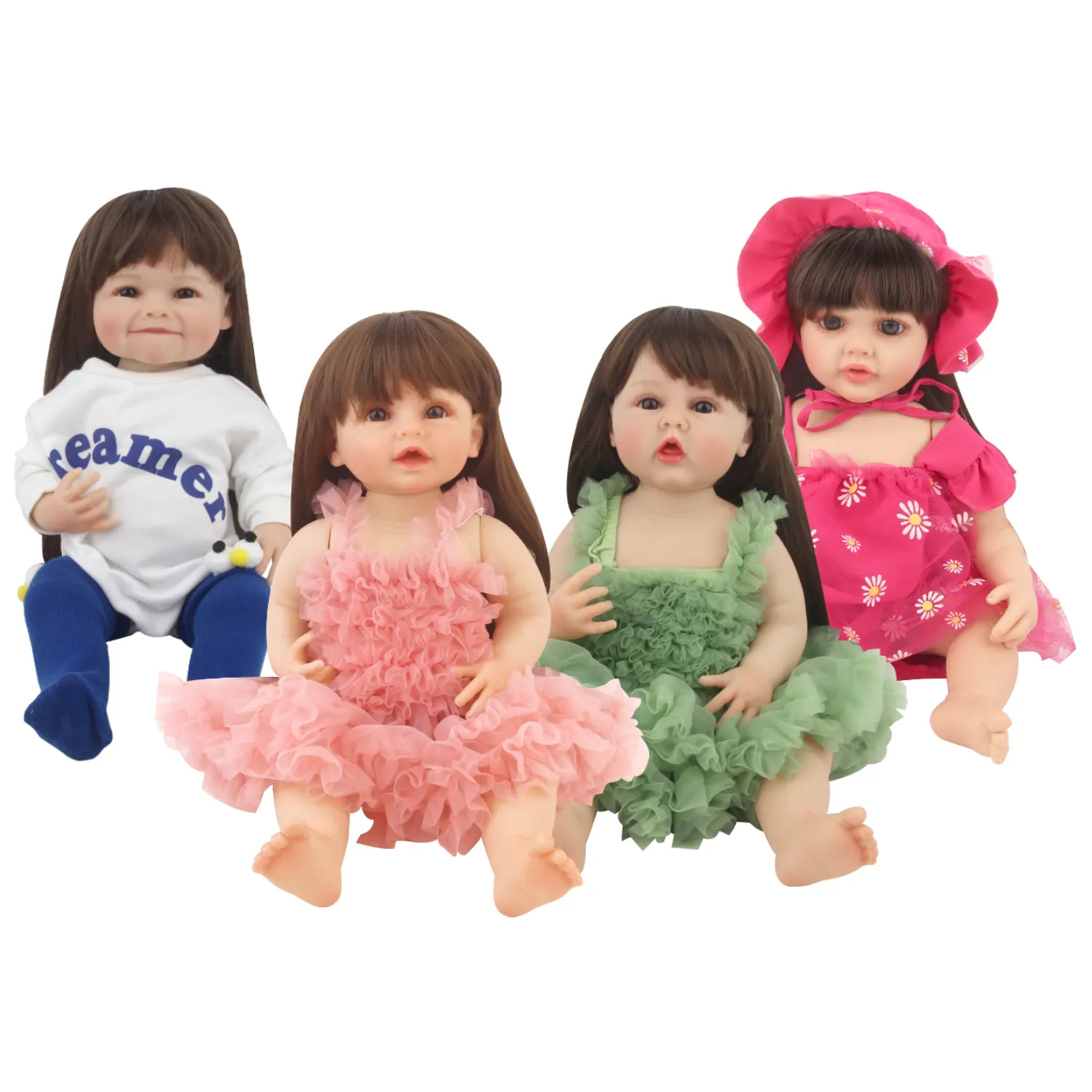 अनोखा बच्चों का उपहार प्यारे गोल-मटोल गाल यथार्थवादी सजीव 22 इंच पुनर्जन्म वाली बेबी गुड़िया कपड़ों के साथ
