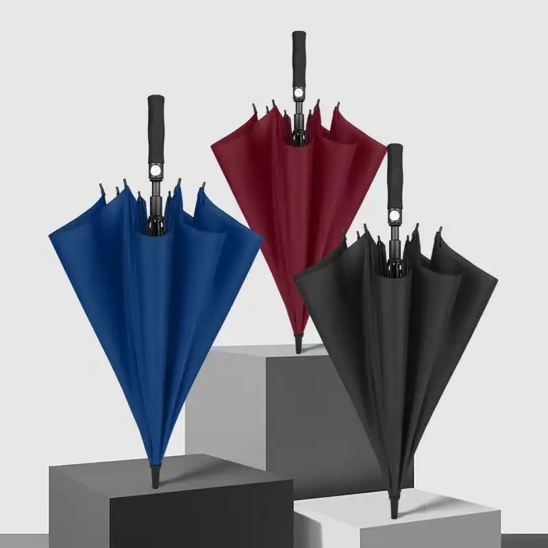 Zakelijke Drievoudige Paraplu Luxe 10 Bot Automatisch Openen En Sluiten Paraplu Oem Merk Logo Paraplu Met Houten Handvat