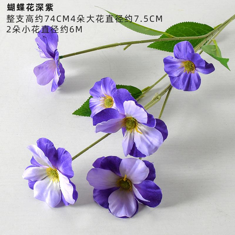 Flor de mariposa de 6 cabezas, morado intenso.