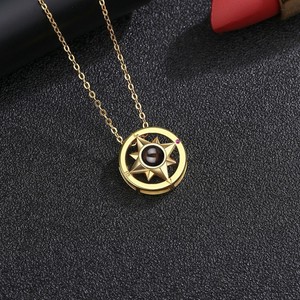 Low Price Unisex Personalized Picture Fashion <strong>Chain</strong> Custom Text in 100 Language Round Star Fashion Projection Pendant Necklace - Product Image 5