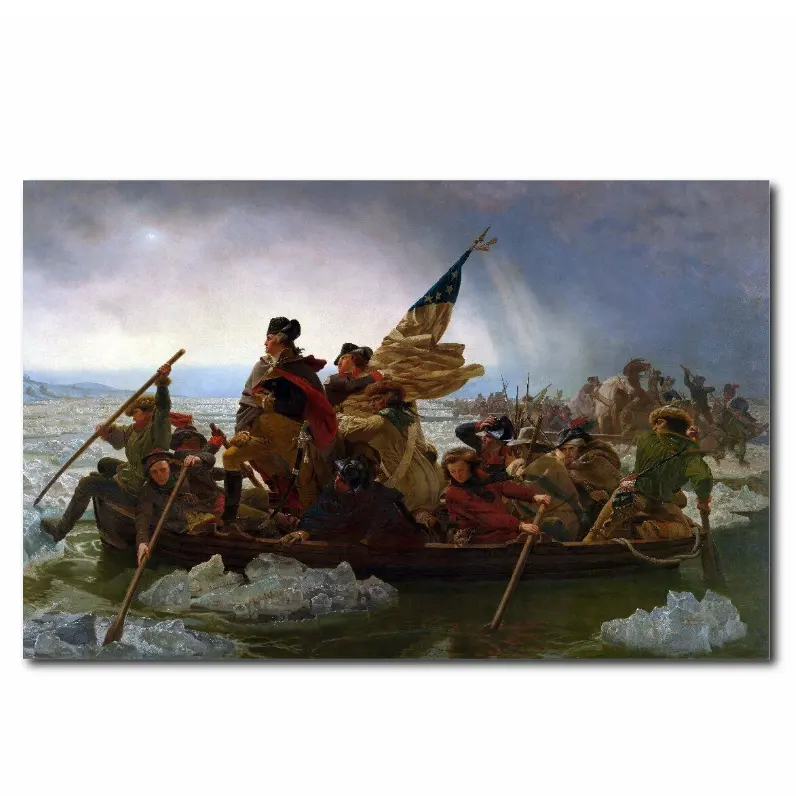 100% reproducción de pintura al óleo del río Delaware pintada a mano auténtica de George Washington